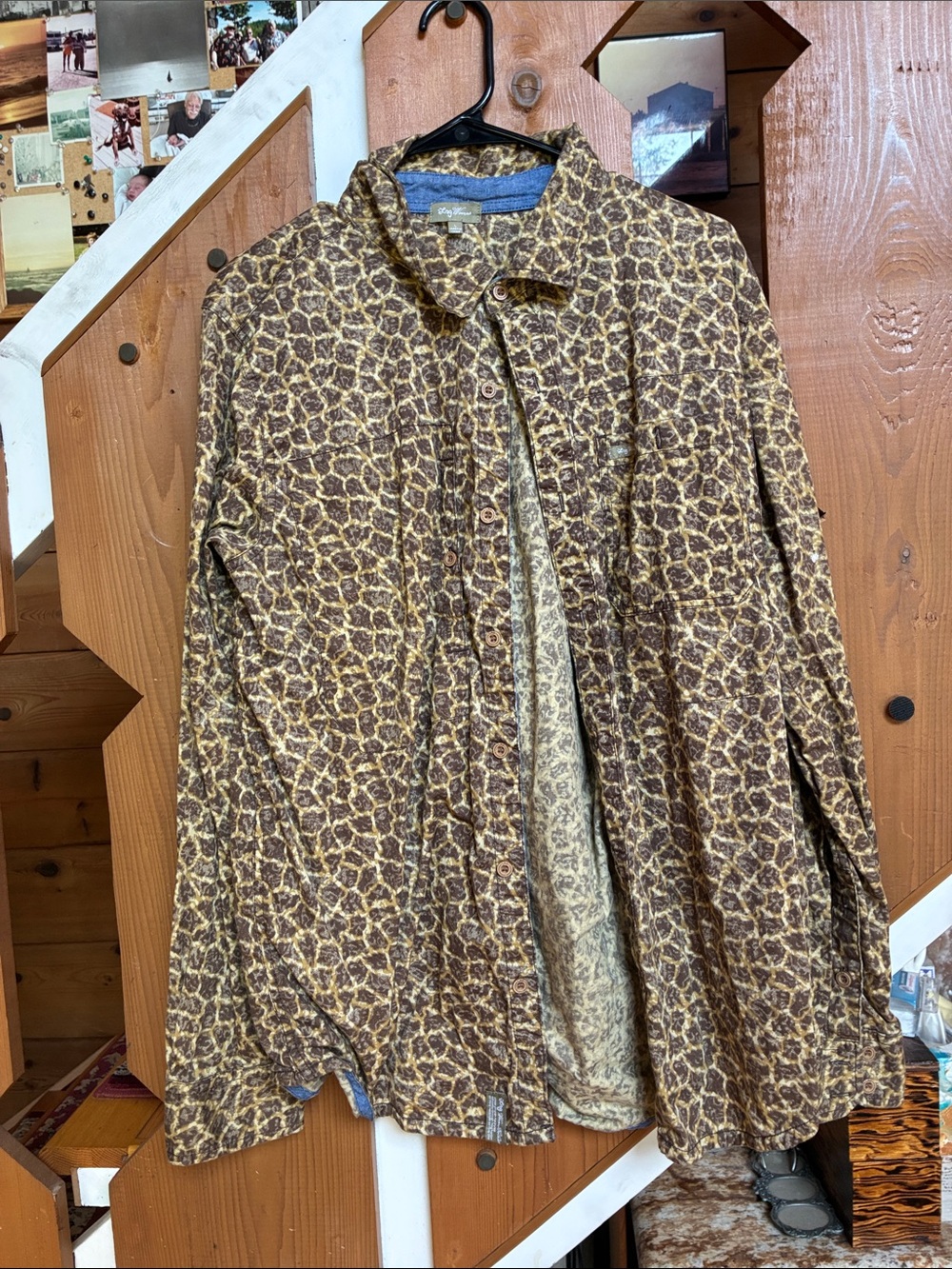 Lrg Brown Patterned Casual Button-Down Shirt